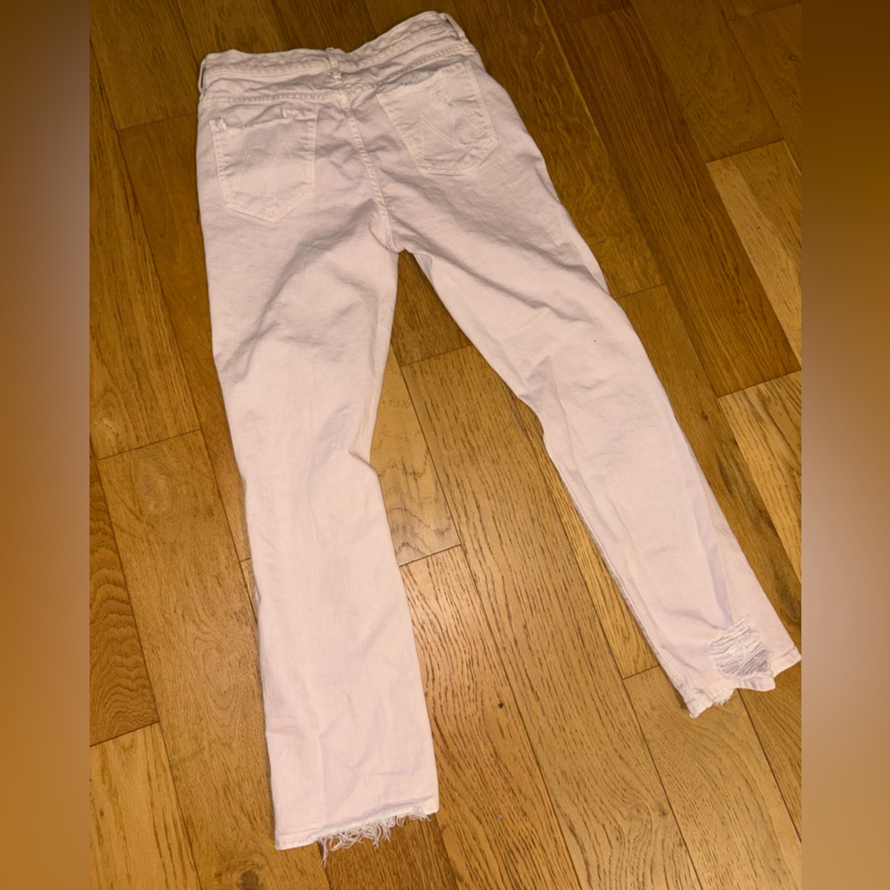 Mother High Rise Straight Leg Jeans Blush Pink Distressed Raw Hem Size 29 - Picture 3 of 13